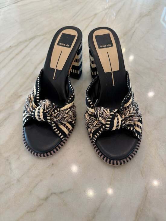 Dolce Vita Shoes - Dolce Vita Brilah Knotted Black Multi Woven Block Heel Sandal